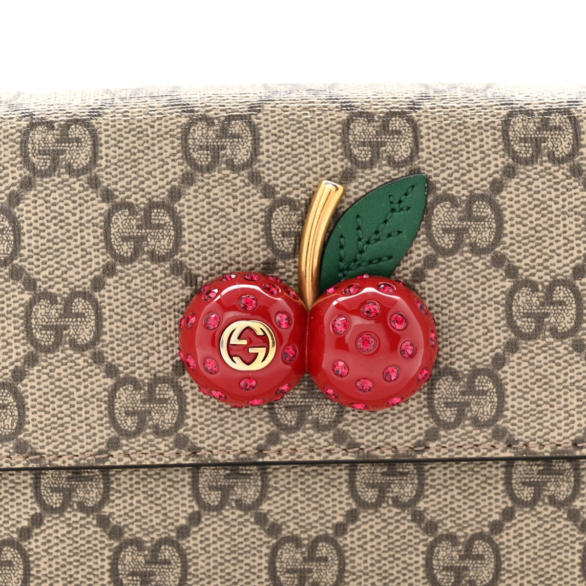 GG Supreme Monogram Mini Cherry Chain Bag