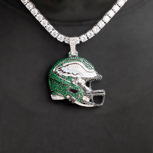 2025 Philadelphia Eagles Team Helmet Pendant - White Gold