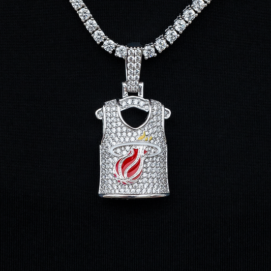 Miami Heat Official NBA Jersey Pendant - White Gold