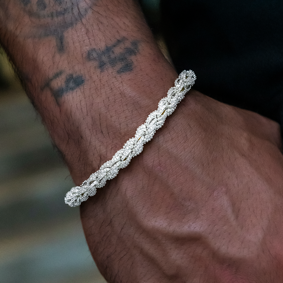 Diamond Rope Chain Bracelet in White Gold- 8mm
