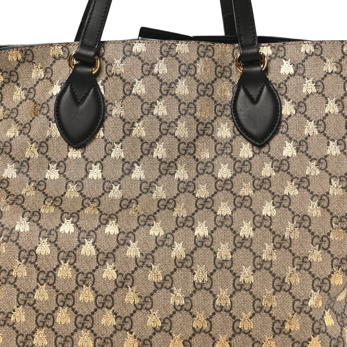 Soft GG Supreme Monogram Bees Medium Crossbody Tote Beige Oro Black