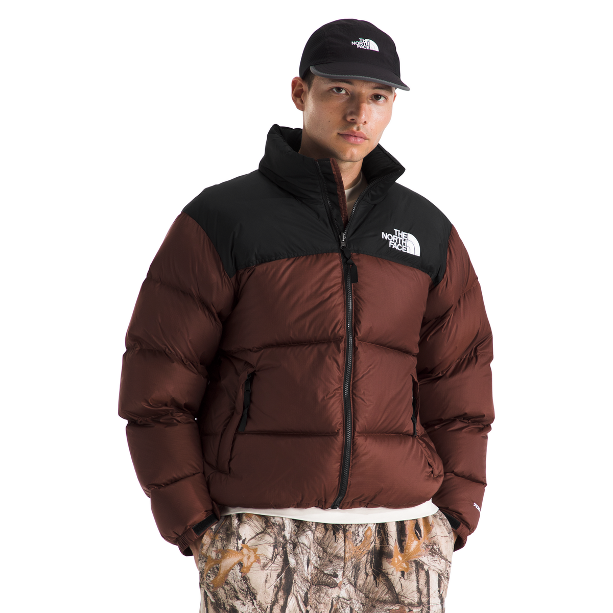The North Face Men 996 Retro Nuptse Jacket in Ember Soil/TNF Black