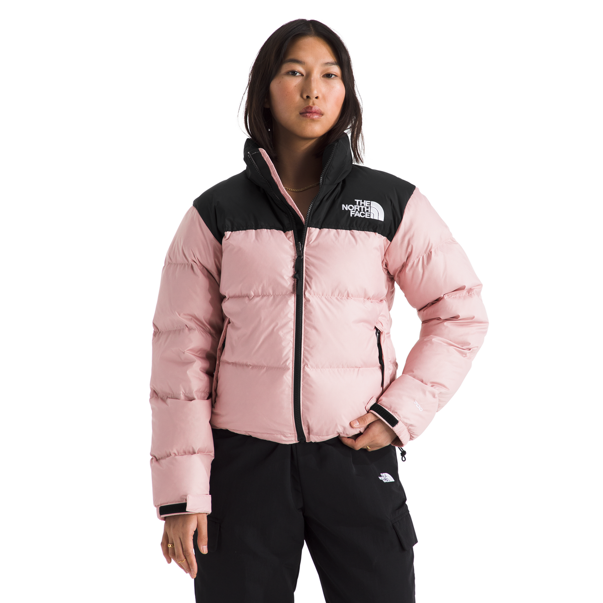 The North Face Women闂傚倷鑳堕崑銊╁磿閺屻儲鍋橀柨鐕傛嫹996 Retro Nuptse Jacket in Metal Pink/TNF Black