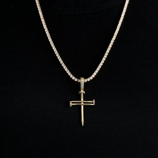 Nail Cross Pendant in Yellow Gold