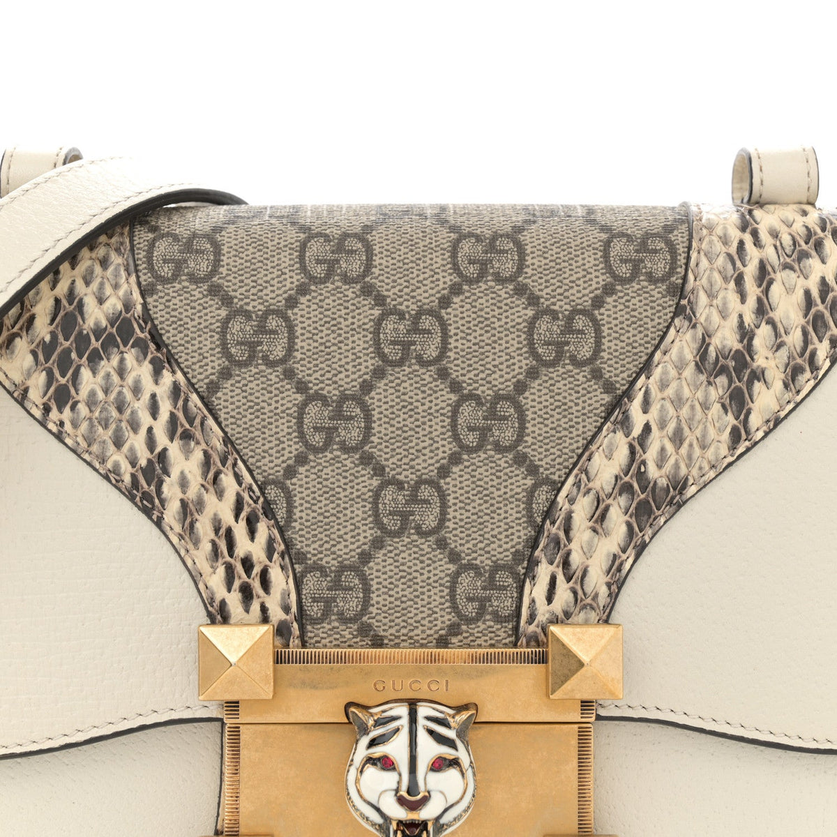 Nappa Elaphe GG Supreme Monogram Medium Osiride Shoulder Bag Mystic White Roccia Beige Ebony